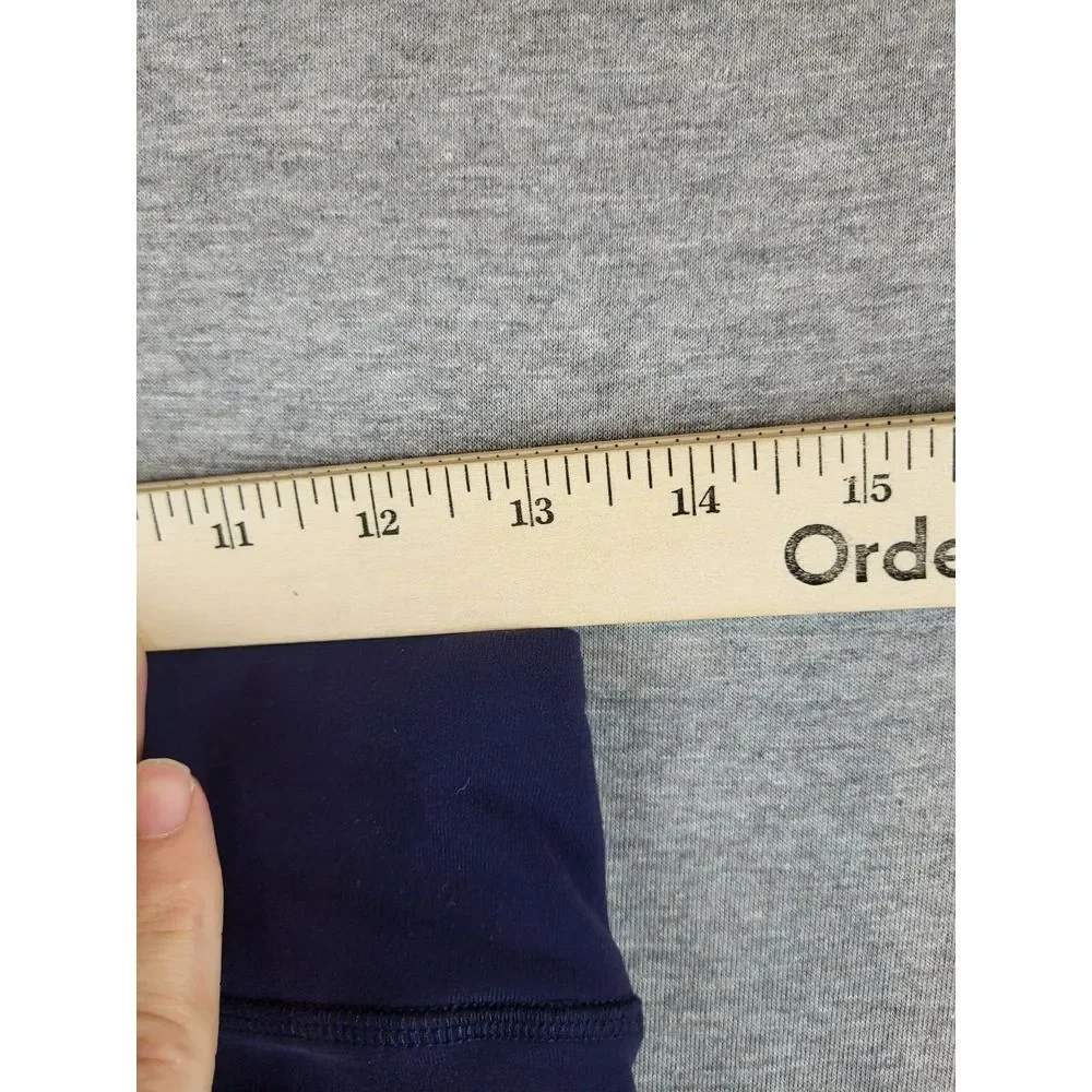 alo Yoga Curvature Capri Cropped Leggings S Navy Blue & Grey‎ Black Mesh Inset